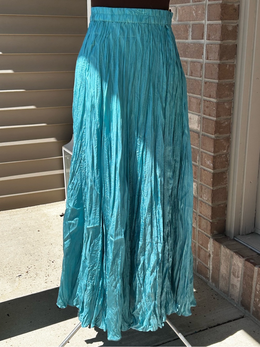 WINTERSILKS M-L💯silk teal maxi skirt-no sz tag; see msrmts below-washable-ltwt